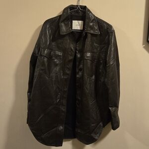 Wilfred Dark Brown Faux Leather Button-Up Jacket - XXS